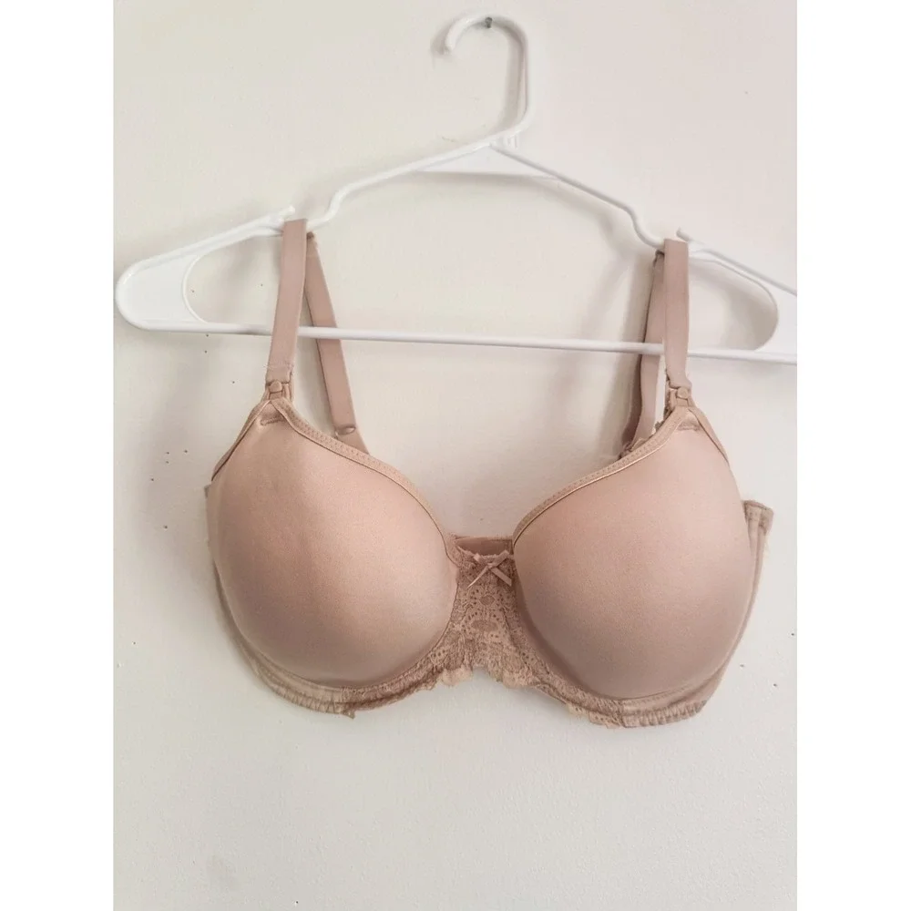 Wacoal Retro Chic Underwire T-Shirt Bra Nude Tan Lace Trim 859221 US 32DDD